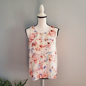 ELLE Sleeveless Pink Sheer Floral Top S